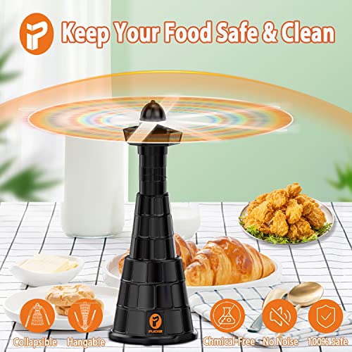 IPLUCKER Fly Fans for Tables 4 Packs,Fly Fan for Outdoor Table Adjustable Table Fly Fans,Hangable Fly Fans with Holographic Blade,Table Food Fan Fly Fan for Indoor Picnic Restaurant