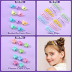 Hair Accessories for Girls - 360 Pieces Toddler Elastic Hair Ties, Hair Clips, and Hair Tail Tools in 31 Colors