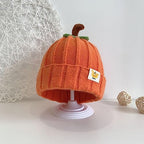 Pumpkin Knitted Beanie Hat Winter Thick Warm Soft Cute Hat Capfor Infant Kids Toddler Boys Girls for Halloween Christmas Orange