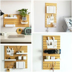 Keepo Pegboard Combination Kit, Pegboards and Accessories Modular Hanging for Wall Organizer, Crafts Organization, Ornaments Display, Nursery Storage, Peg Board (Tan Brown, 22″×22″)