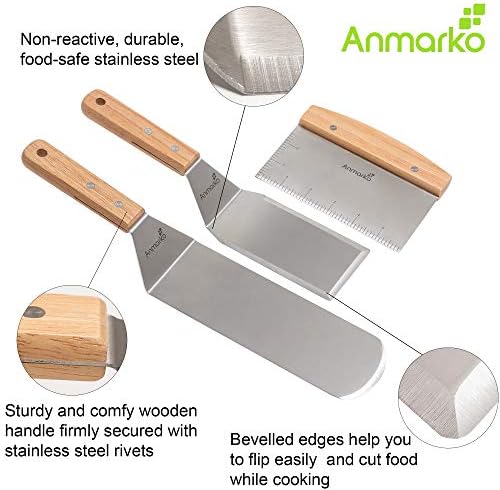 Professional Metal Spatula Set - Stainless Steel Spatula and Griddle Scraper - Heavy Spatula Griddle Accessories Great for Cast Iron Griddle BBQ Flat Top Grill - Commercial Grade