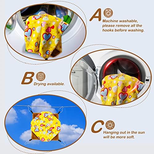 Ferret Rat Hammock Guinea Pig Hideout Toys Large Soft Small Animal Bed Sugar Glider Chinchilla Squirrel Hammock Set for Cage Accessories Pet House Hamster Hang Tunnel and Tube,2 Pack,Yellow