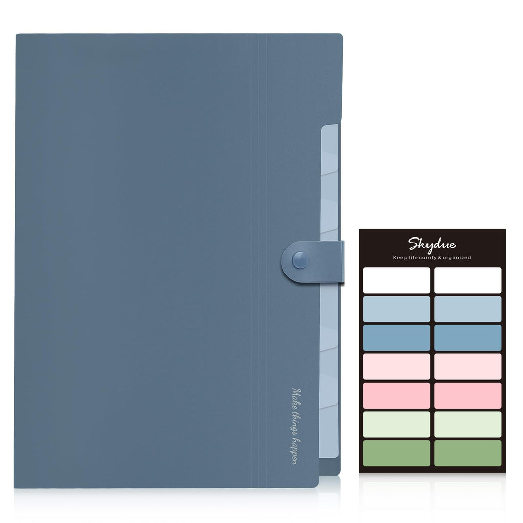 Expanding File Organizer with 8 Pockets, Accordion File Folders with Labels, Portable Document Paper Bill Receipt Organizer, Home College School Office Supplies, Letter Size, Blue