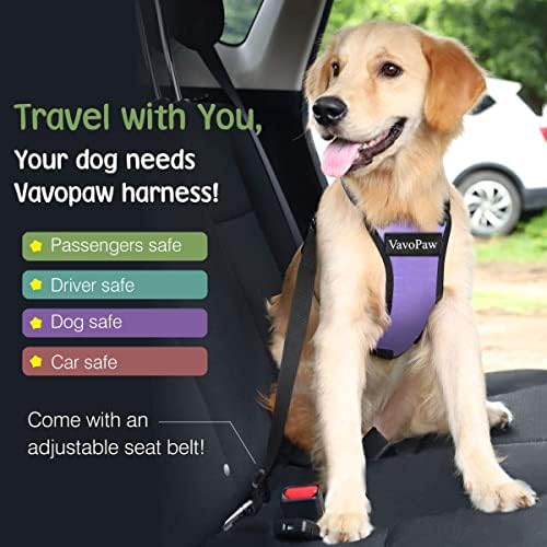Dog Seat Belt, Safety Vest Dog Car Harness with Adjustable Buckle Dog Seat Belt for Vehicle Nylon Pet Safety Seat Belts Heavy Duty(M, Purple)