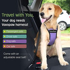 Dog Seat Belt, Safety Vest Dog Car Harness with Adjustable Buckle Dog Seat Belt for Vehicle Nylon Pet Safety Seat Belts Heavy Duty(M, Purple)