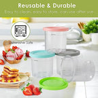 4 Pack Ice Cream Pint Containers, Replacement for Ninja Creami Pints and Lids, Compatible with NC299AMZ & NC300s Series Creami Ice Cream Makers, BPA Free, Dishwasher Safe, Grey/Pink/Green/Lake Blue