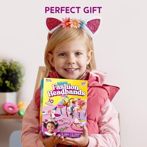 Klever Kits Headband Making Kit for Girls - Make Your Own Fashion Headbands - DIY Hair Accessories Set, DIY Arts and Crafts Gifts for 5 6 7+ Year Old