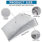 Wesiti 2 Pcs Wedge Pillow Cover for Bed Wedge Pillow Case Fits Wedges up to 27 x 27 x 8 inch for Home Sleeping Supplies (Light Gray)