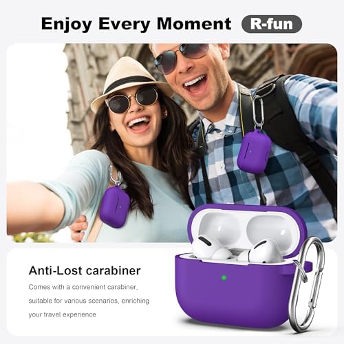 R-fun for AirPods Pro 2nd/1st Generation Case with Cleaner Kit,Soft Silicone Protective Case Cover for Apple AirPod Pro 2/1 for Women Men,AirPods Pro Case Accessories with Keychain,Purple