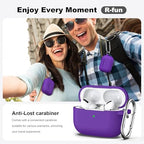R-fun for AirPods Pro 2nd/1st Generation Case with Cleaner Kit,Soft Silicone Protective Case Cover for Apple AirPod Pro 2/1 for Women Men,AirPods Pro Case Accessories with Keychain,Purple
