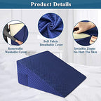 Mistuki Wedge Pillow Cover Quilted Triangle Incline Bed Wedge Pillowcase Slanted Pillow Case Protector(24"x25"x12") with Pocket & Zipper Only Replacement Cover Machine Washable