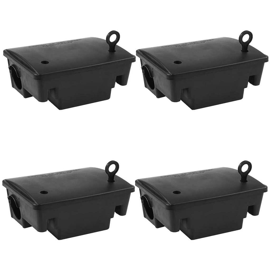 Large Rat Bait Stations 4 Pack, Effective Mouse Bait Station for Home Garden and Outdoors, This Rodent Bait Station Keeps Children and Pets Safe (Bait is not Included)