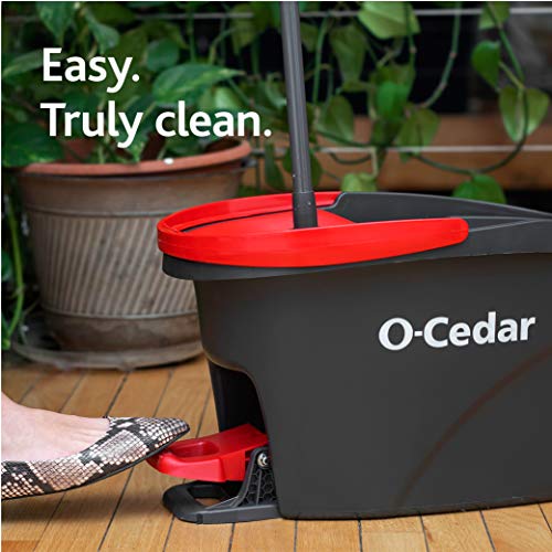 O-Cedar Easywring Microfiber Spin Mop & Bucket Floor Cleaning System with 4 Extra Refills