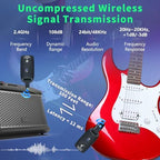 A9 Wireless Guitar System - 2.4GHz Guitar Accessories Transmitter Receiver, 24-bit 48KHz Audio, 100ft Range, No Latency, 4-Hour Rechargeable Battery, for Electric Guitar Bass (Black(2TX+1TX))