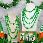 24PCS St Patricks Day Necklace, Shamrock Green Beads St Patrick's Day Necklace, Irish Saint Patricks Day Accessories Bulk, St. Patricks Day 4 Leaf Clover Decorations Throw for Parade Party Supplies