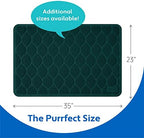 MIGHTY MONKEY Waterproof BPA Free Cat Litter Box Trapping Mat, Easy Clean Floors, Textured Backing, Soft on Sensitive Kitty Paws, Cats Accessories, Less Waste, Stays in Place, 35x23, Hunter Green