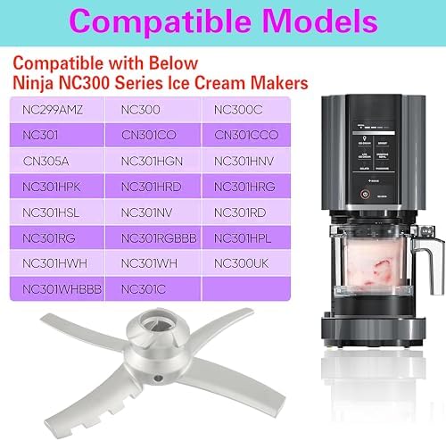 Replacement Paddle Blade Compatible with Ninja Creami NC300 NC299AMZ NC301 CN305A CN301COSeries Ice Cream Makers Replacement Parts for Ninja Ice Creami Accessories Blade Paddle Replacement