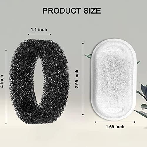 Cat Water Fountain Filters for 108/3.2L& 67oz/2L Stainless Steel Pet Water Dispenser Fountain Filter Replacement with 8 Sponges (8 Filters&8 Sponges)
