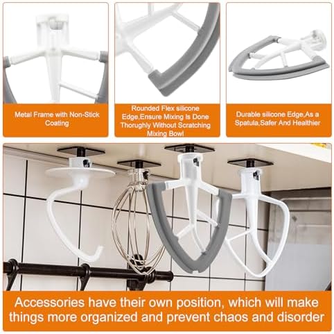 Flex Edge Beater for KitchenAid 4.5-5 Quart Tilt-Head Stand Mixer Kitchen Aid Mixers Accessories, Kitchen Aid Paddle With Silicone Edges Scraper for kitchenaid mixer Attachments