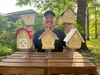 GAW Nature Wood Shed Style Carpenter Bee Traps for Outdoors, 4 Pack Best Wooden Bee Trap for Outside