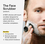 Tooletries - Men's Face Scrubber - Premium Silicone Facial Cleansing Brush, Gentle Exfoliator Pad & Soft-Touch Massager - Removes Dead & Dry Skin - Long Lasting Shower Accessories - Charcoal
