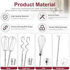 Hand Mixer Attachments Beater, Whisk, Blending Rod and Dough Hooks, Stainless Steel Hand Mixer Accessories Compatible with Kitchenaid Hand Mixers KHM3 KHM5 KHM7 KHM9, Set of 6