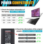 130W USB C Type C Laptop Charger Replacement for Dell XPS 15 17 2in1 9575 9500 9700,Dell Precision 5530 2in1 5550 5750,DA130PM170 HA130PM170 0M0H25 T4V18 0K00F5 M0H25 K00F5 Laptop Power Cord