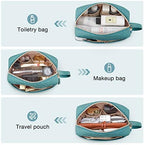BAGSMART Makeup Bag, Elegant Roomy Cosmetic Pouch for Purse,Travel Zipper Pouch,Water-resistant Toiletry Bag,Makeup Accessories Organizer, Teal