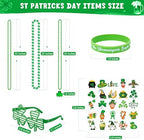 140PCS St Patricks Day Accessories, St. Patrick's Day Glasses Bracelets Tattoos Beads, Irish Glasses Bracelets Tattoos Beads Stuff Bulk, Shamrock Saint Patricks Parade Throw Party Favor Decorations