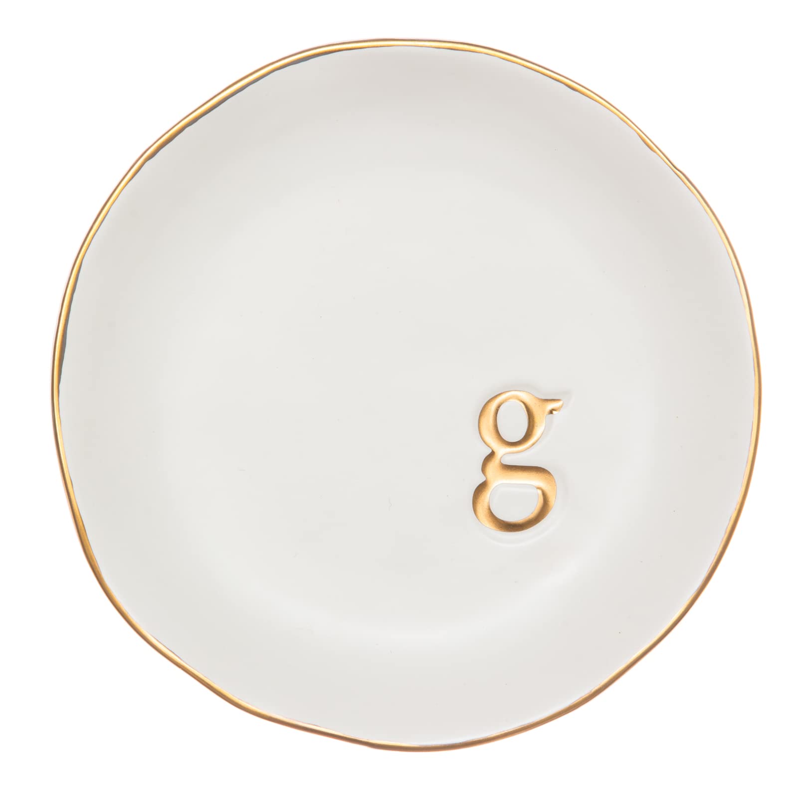 COLLECTIVE HOME - Ceramic Jewelry Tray, Decorative Trinket Dish for Rings Earrings Necklaces Bracelet Watch Keys, Birthday Mother's Day for Women, 4.75", White Surface (G)