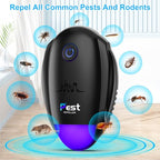 Ultrasonic Pest Repeller 6 Packs, 2024 Indoor Mosquito Repellent, for Rodent, Roach, Mouse, Bugs, Mice, Spider, Electronic Plug in Pest Control for House, Garage, Warehouse,Hotel-Black