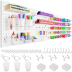 FZK Peg Board,36pcs Pegboard Kit, Includes 4 White Pegboard and Pegboard Accessories,Plastic Pegboard,Pegboard with Hooks,Pegboard Wall Organizer for Office, Craft Room Peg Board Organizer