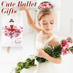 Lyrow 24 Sets Valentine's Day Scrunchies Ballerina Valentines Cards with Hair Accessories Red Gilding Headband Gymnastics Hair Ties Ballet Dancer Exchange Gifts for Girls Party Favors