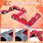 MOMSIV Finger Skateboards 9-in-1, Mini Finger Skateboard Park Ramp Kit Fingerboard Half Pipe Ultimate Parks Training Props Accessories, Skateboard Toys Set Christmas Birthday Gift for Kids Adult