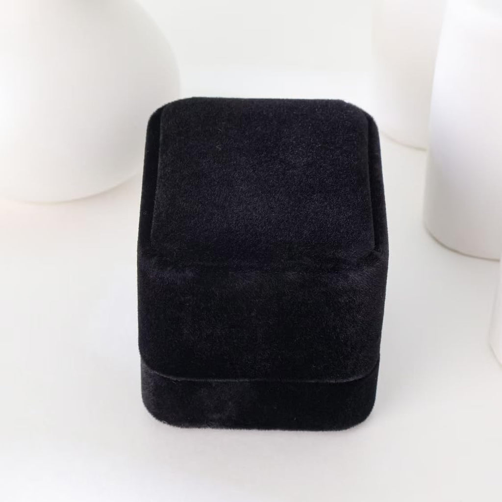 Black Velvet Ring Box – Luxury Soft Velvet Jewelry Gift Box for Engagement, Wedding, Proposal & Storage (2.5″ Square)