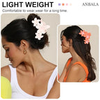 ANBALA 4PCS Flower Claw Hair Clips, Large Plumeria Hair Accessories for Women and Girls - Colorful Hawaiian Non-Slip Strong Hold Clips for Thick Hair
