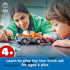 LEGO City Tow Truck and Sports Car Repair Building Set, Kids Gift Idea with 2 Minifigures and Accessories Including a Cochlear Implant, Pretend Play Tow Truck Toy for Boys & Girls Ages 4 and Up, 60435