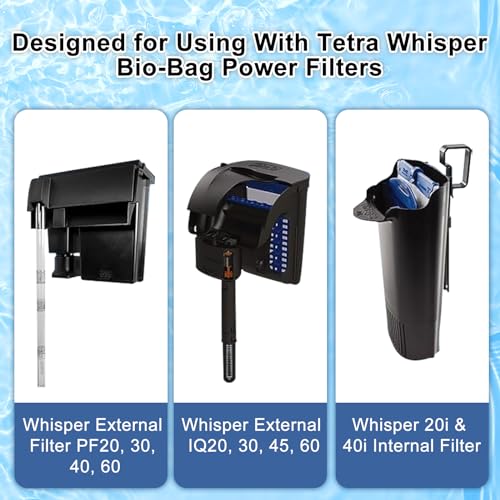 16 Pack Filter Cartridge for Tetra Whisper Bio-Bag Filters,Large Replacement Filter Cartridges for Aquariums Compatible with Tetra Whisper Filters 20i,40i/IQ20,30,45,60/PF20,30,40,60 and ReptoFilter
