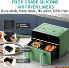 HOMELYLIFE Air Fryer Accessories, Silicone Air Fryer Liners for Ninja DZ201/ DZ401 8-10 QT Dual Air Fryer, 10 Pcs Dual Air Fryer Accessories for Ninja foodi, Cheat Sheet Magnets Cooking Guide Booklet