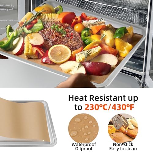 Air Fryer Liners Compatible with Breville the Smart Oven Air Fryer Pro, 100 PCS Unbleached Baking Parchment Paper Disposable with 4 PCS AirFryer Oven Liners Accessories for Breville BOV900BSS