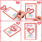 Class Valentines Day Gifts for Kids Girls with 24 Pack Heart Hair Ties Hair Bands with Girls Valentines Cards School Valentines Hair Accessories for Classroom Exchange