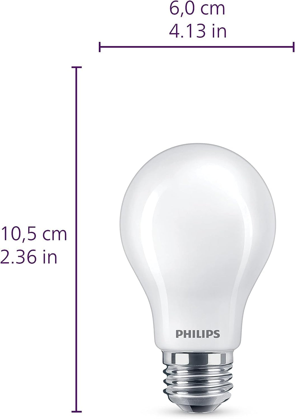 Philips LED Flicker-Free Frosted Dimmable A19 Light Bulb - EyeComfort Technology - 800 Lumen - Soft White (2700K) - 8W=60W - E26 Base - Title 20 Certified - Ultra Definition - Indoor - 4-Pack