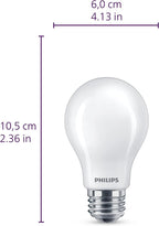 Philips LED Flicker-Free Frosted Dimmable A19 Light Bulb - EyeComfort Technology - 800 Lumen - Soft White (2700K) - 8W=60W - E26 Base - Title 20 Certified - Ultra Definition - Indoor - 4-Pack