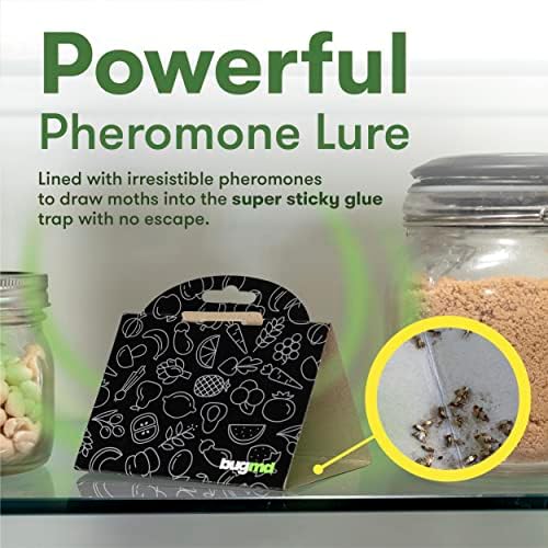 BugMD Pantry Pest Patrol (6 Count, Black) - Moth Traps for Kitchen, Pantry Moth Trap, Bug Trap, Moth Traps for House Pantry, Get Rid of Pantry Moth, Kitchen Moth Trap Killer