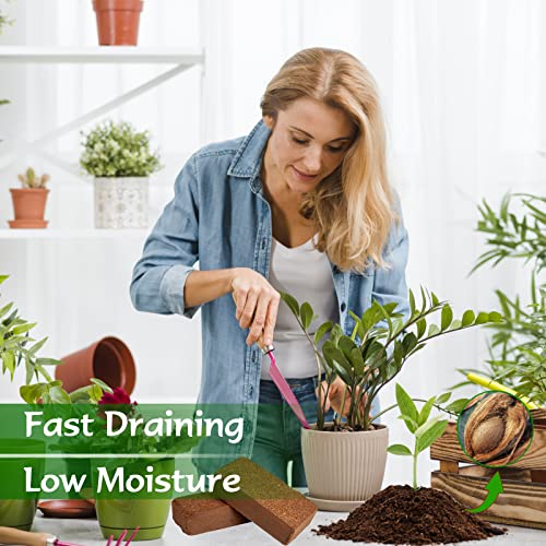 ZeeDix 8 Pcs Premium Coco Coir Compressed Coconut Coir 100% Organic Coco Coir Brick Coconut Coir Bricks with Low EC and pH Balance for Plants Gardening Herbs