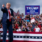 Trump 2024 Flags 3x5 Outdoor Made in USA-Double Sided 3 Ply Heavy Duty Take America Back with 4 Pcs Trump 2024 Sticker,Trump 2024 Flags Banner for Outside with 2 Brass Grommets(Blue)