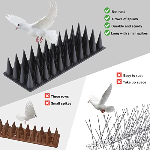 Bird Spikes, 20 Packs Bird Deterrent, Raccoon for Outdoor Repelling Reptiles, Squirrel Spikes for Fences and Roofs to Keep Birds Away