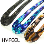 French Hair Forks Tortoise Shell U Shape Updo Hair Pins Clips for Thin Thick Hair, Long Classic 2 Prong Bun Hair Sticks Chignon Women Vintage Hairstyle Accessories, 3 Pack (Blue Brown Black)