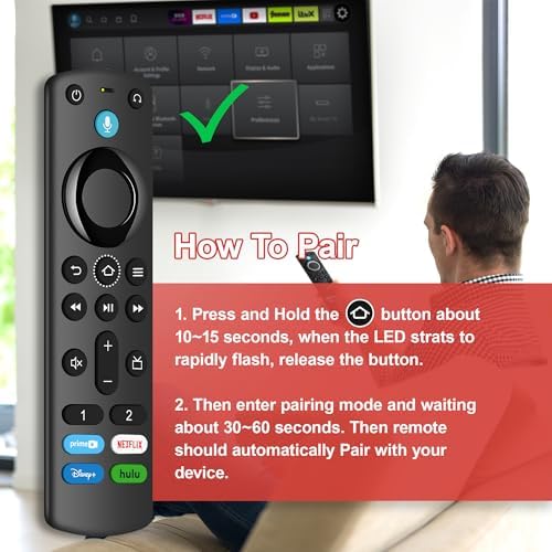 Replacement Voice Remote (3rd Gen Pro Plus) Fit for Fire-TV-Stick/TV Cube and for Insignia/Toshiba/Pioneer AMZ Fires-Smart-TVs