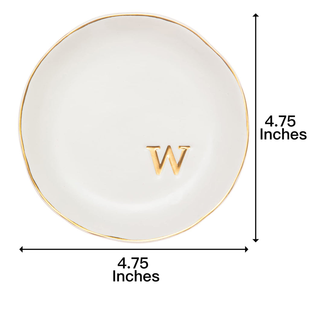 COLLECTIVE HOME - Ceramic Jewelry Tray, Decorative Trinket Dish for Rings Earrings Necklaces Bracelet Watch Keys, Birthday Mother's Day for Women, 4.75", White Surface (W)